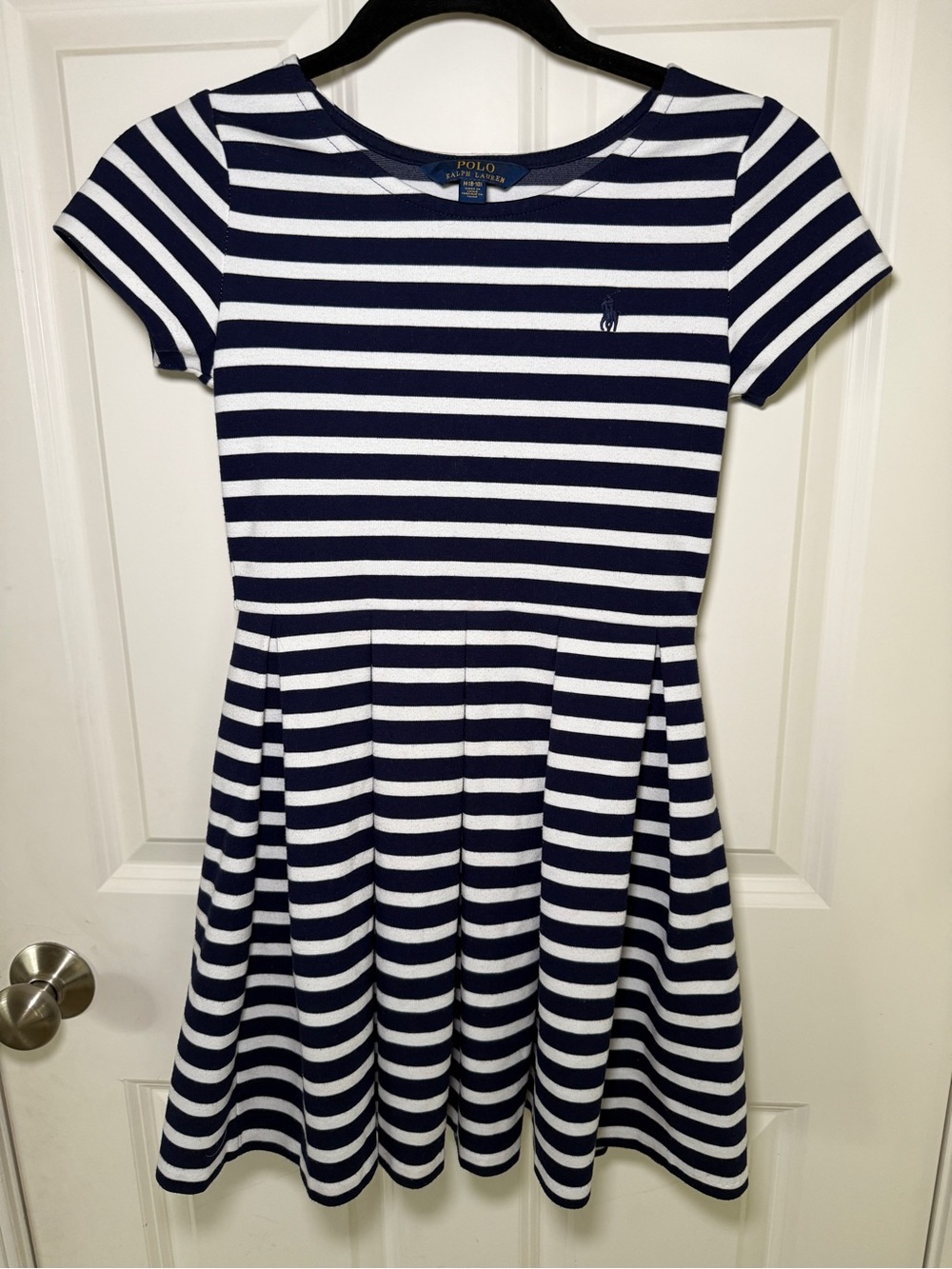 Polo by Ralph Lauren Navy & White Striped Short-Sleeve Fit-and-Flare Dress